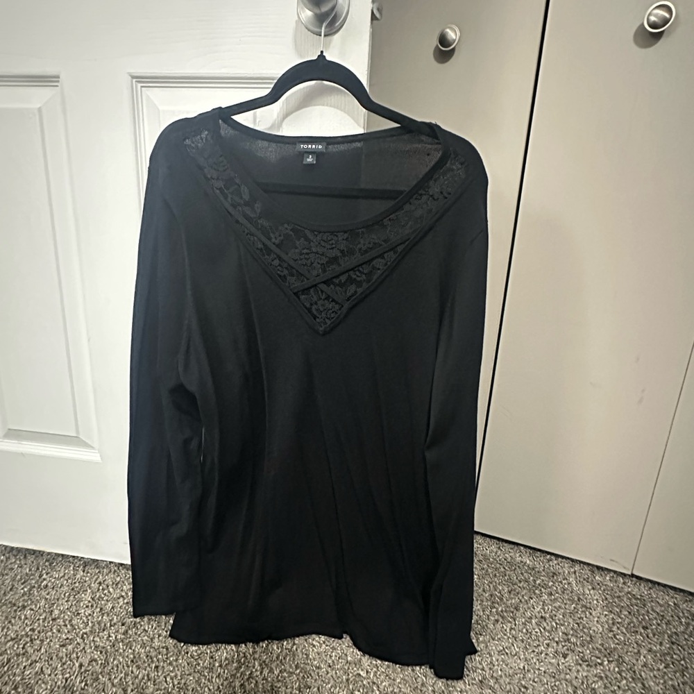 Torrid Black Long Sleeve Blouse with Soft Fabric and Relaxed Fit